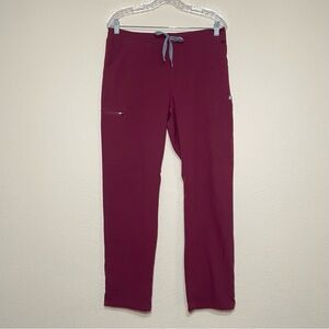 FIGS Women’s High Waisted Yola Skinny Scrub‎ Pants Burgundy Size Medium